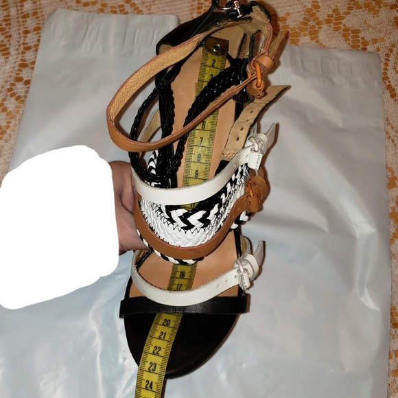 😀L.A.M.B. Stripe platform stilettos SZ 5 - Picture 5 of 5